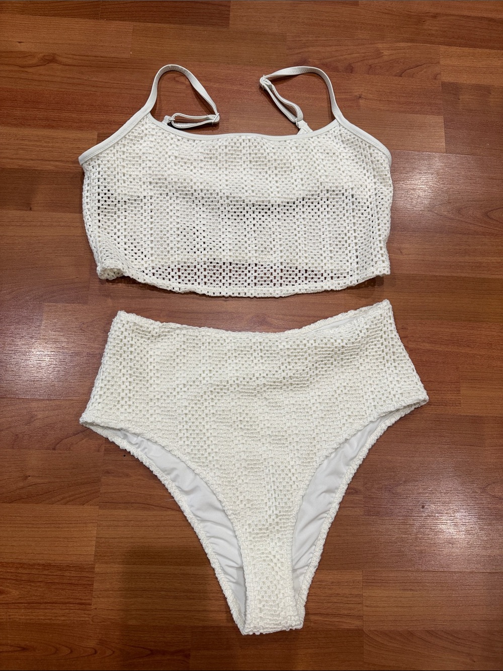 NET aerie White Crochet Two-Piece Bikini Set